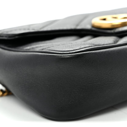 Gucci Calfskin Matelasse Super Mini GG Marmont Shoulder Bag Black 9 of 10
