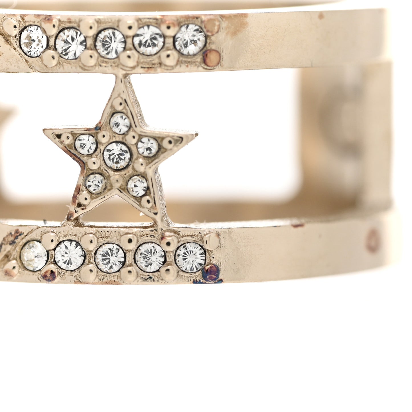 Metal Crystal CC Star Ring 52 6 Light Gold