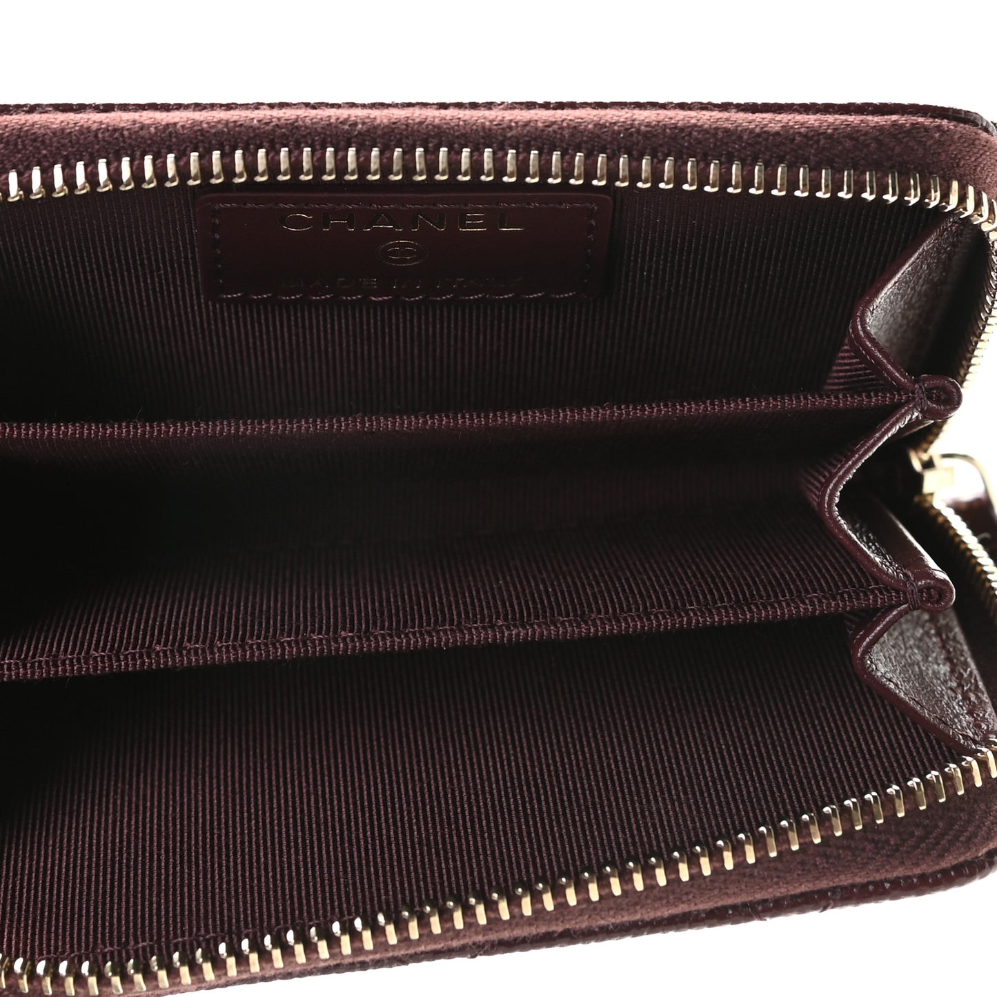 Caviar Quilted Zip Around Coin Purse Burgundy
