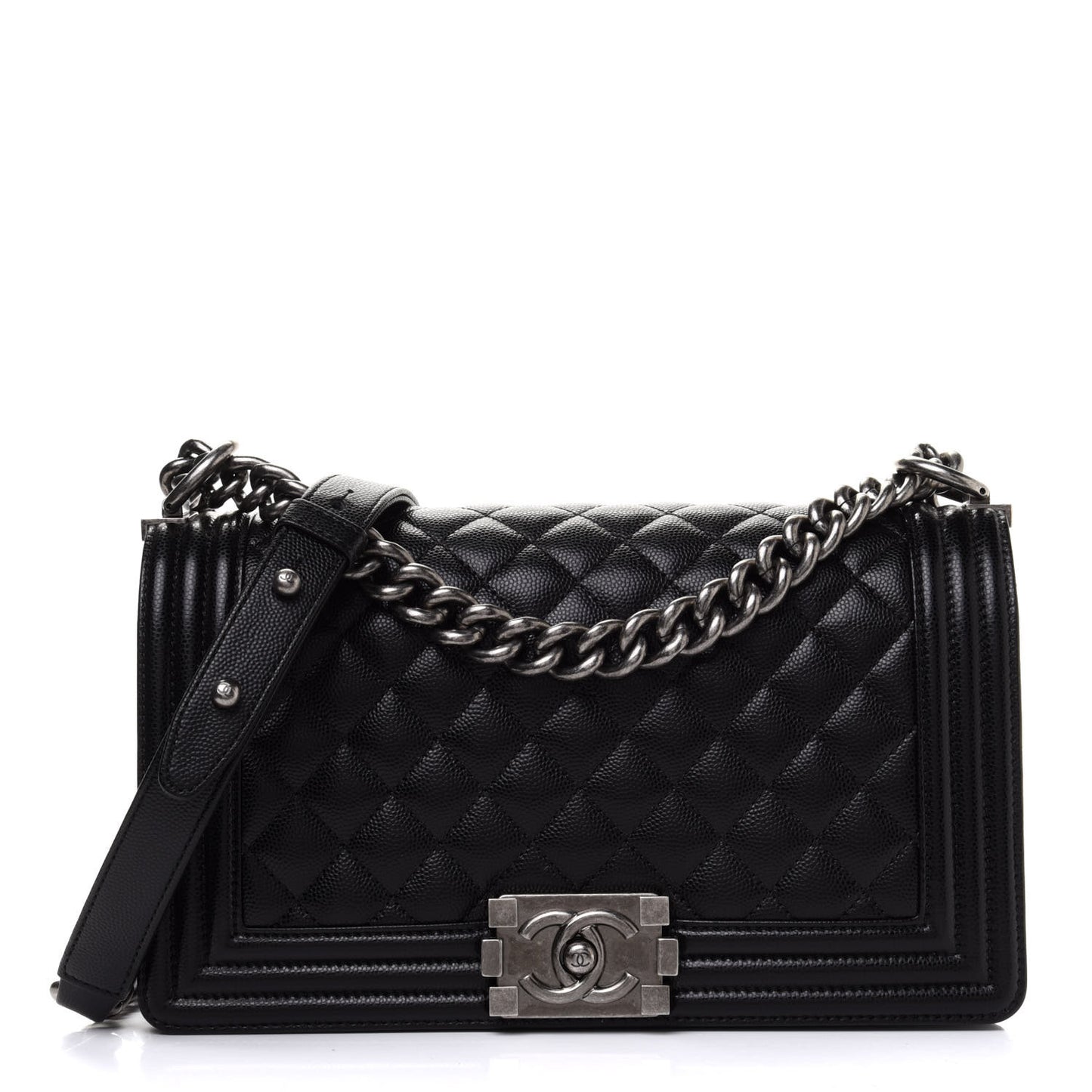 Caviar Quilted Medium Boy Flap Black