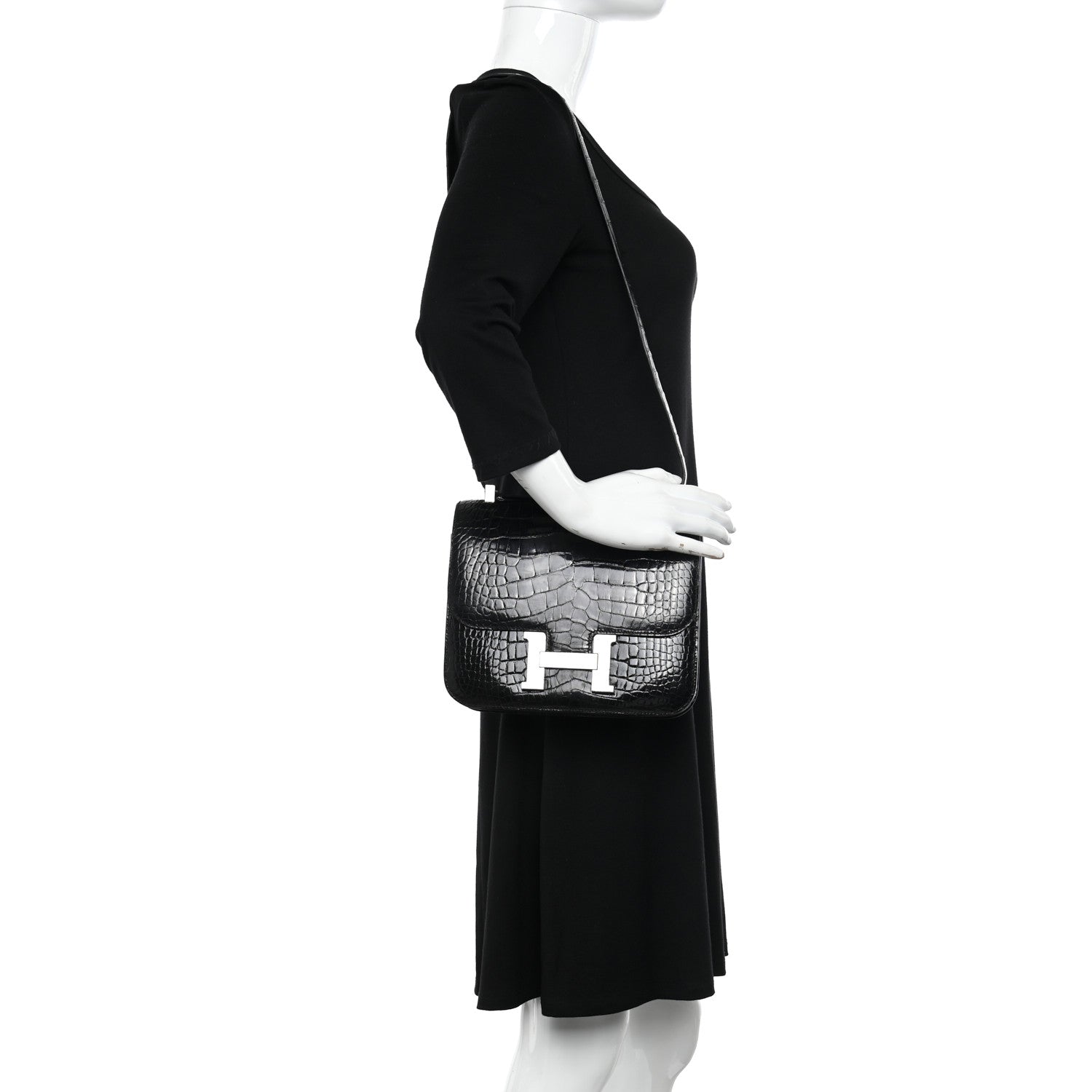 Hermes Shiny Alligator Constance 24 Black 2 of 11
