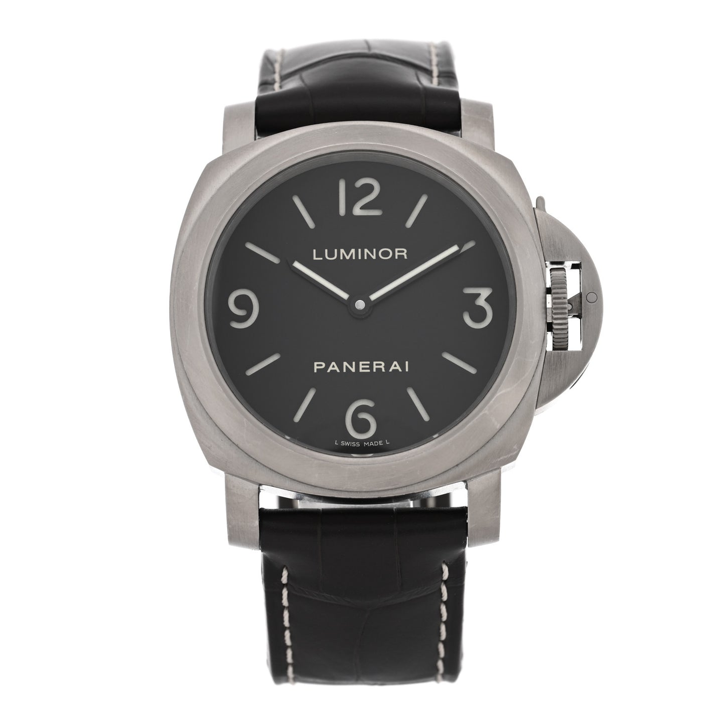 Titanium Alligator 44mm Luminor Base Manual Winding Watch Black PAM00176