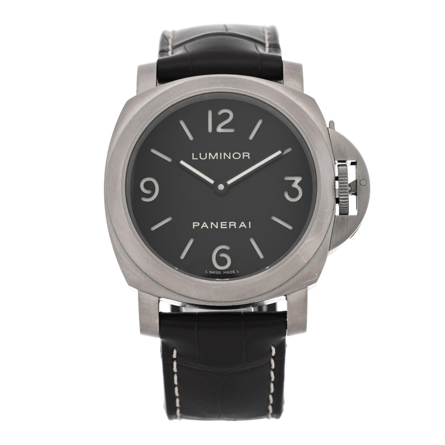 Panerai Titanium Alligator 44mm Luminor Base Manual Winding Watch Black PAM00176 1 of 4