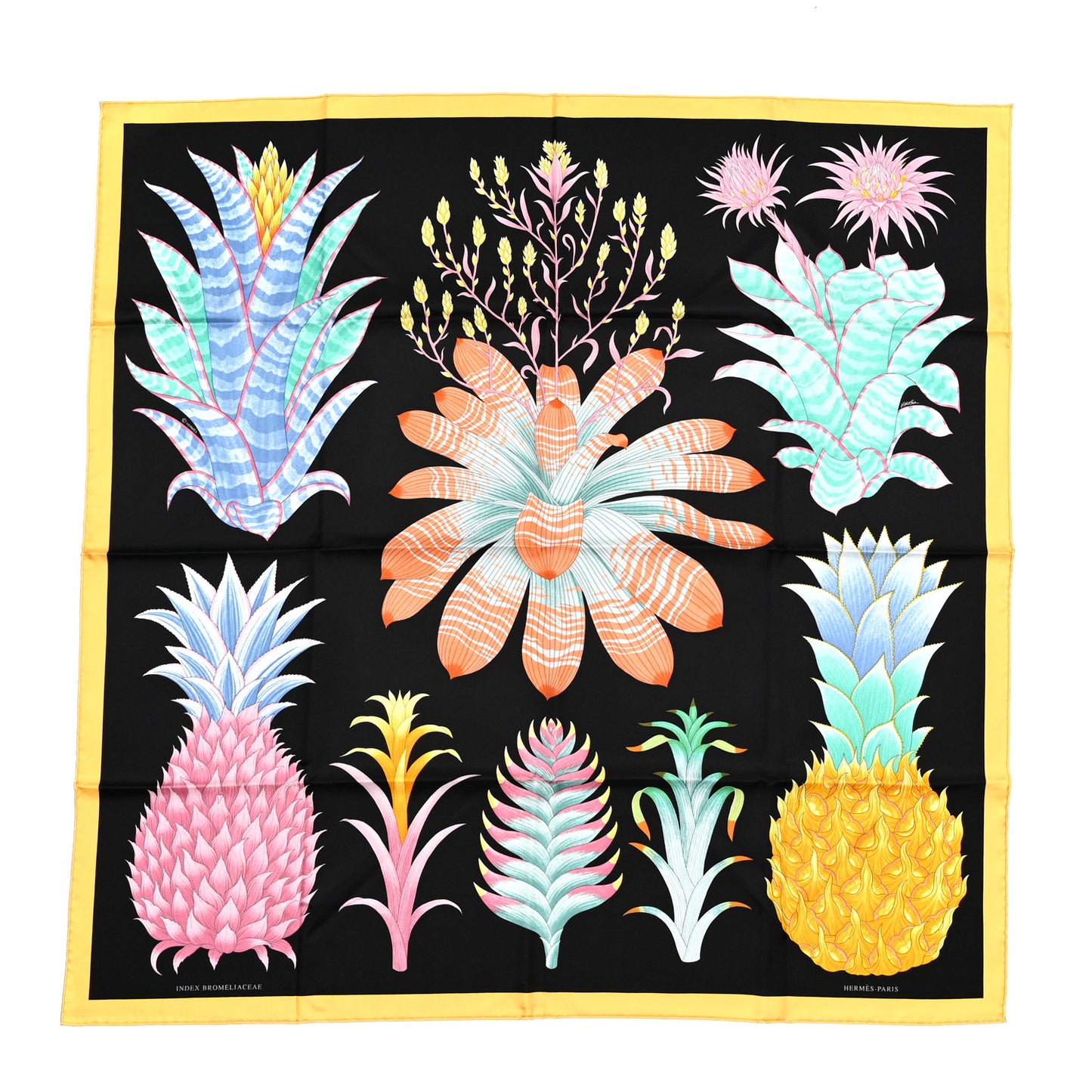 Silk Index Bromeliaceae Scarf 90 Black Vert Multicolor