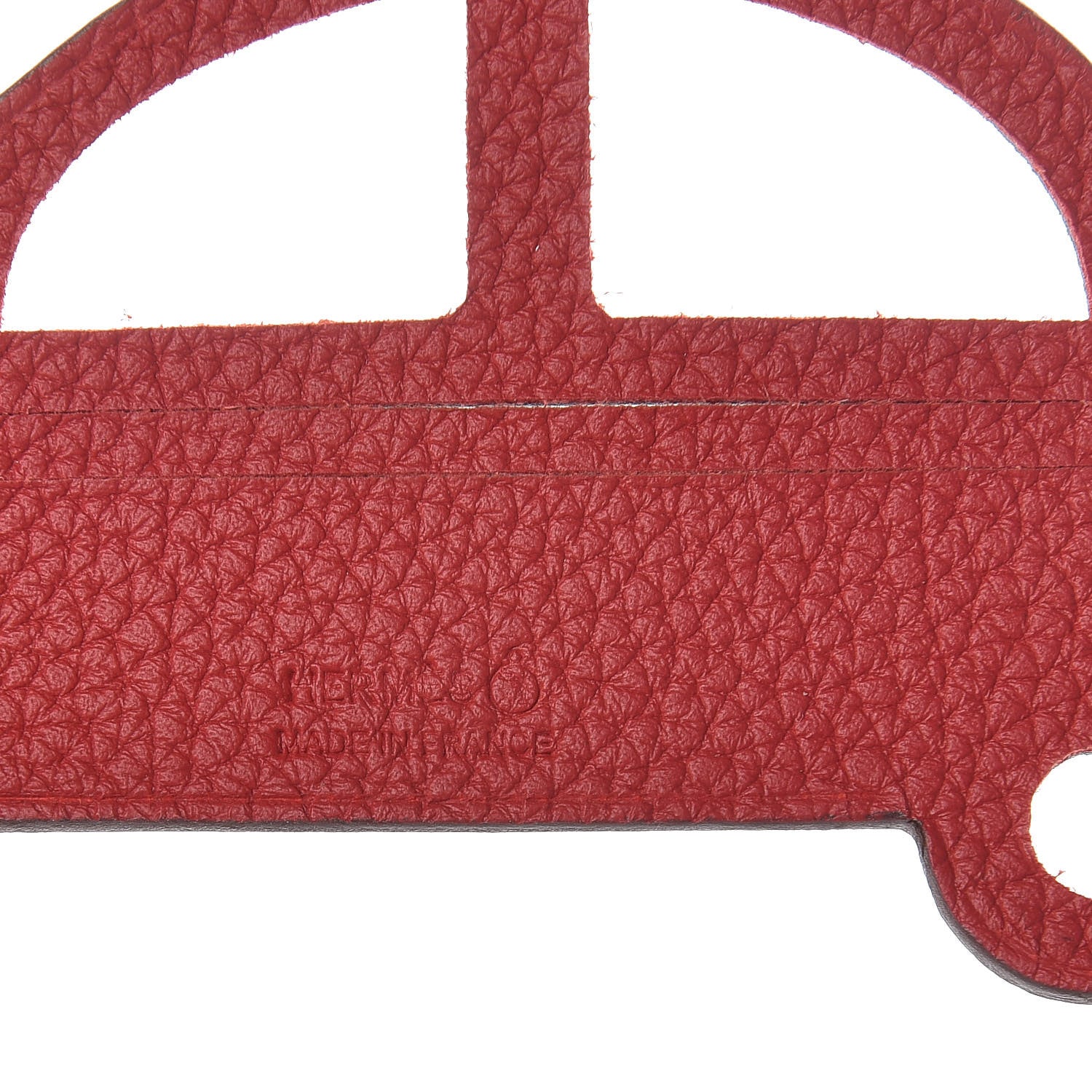 Hermes Togo Epsom Petit H Italian Car Bag Charm Rouge Casaque Gris Mouette 3 of 4