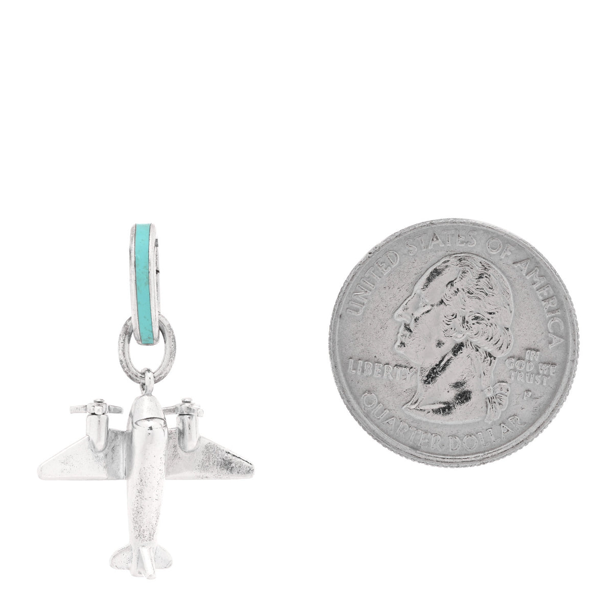 Tiffany Sterling Silver Enamel Airplane Oval Clasping Link Charm Blue 2 of 3
