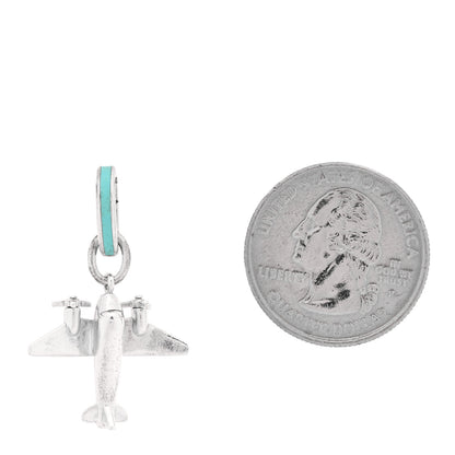 Tiffany Sterling Silver Enamel Airplane Oval Clasping Link Charm Blue 2 of 3