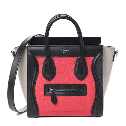Celine Smooth Drummed Calfskin Nano Tri-Color Luggage Dark Pink 1 of 9