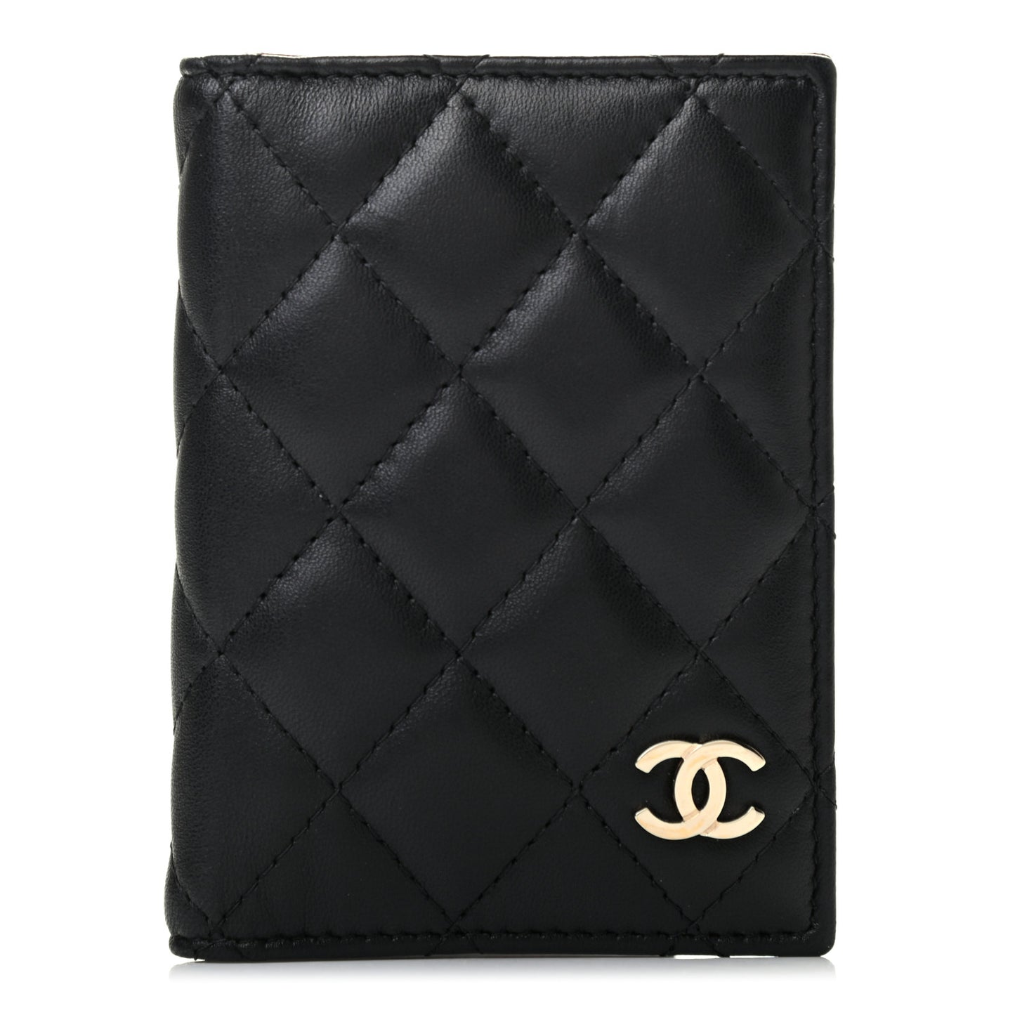 Lambskin Quilted Card Holder Wallet Black