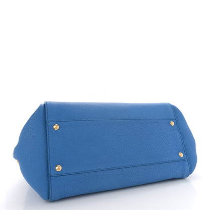Salvatore Ferragamo Grained Calfskin Sofia Satchel Blue 4 of 14