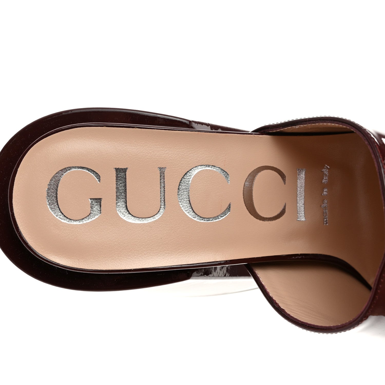 Gucci Patent Lexi Horsebit High-Heel Slide Sandals  39 Bordeaux 6 of 9