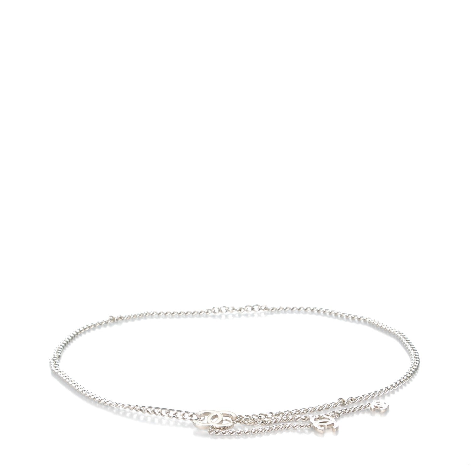 Chanel Enamel CC Ceinture Fantai Adjustable Belt Silver White 1 of 4