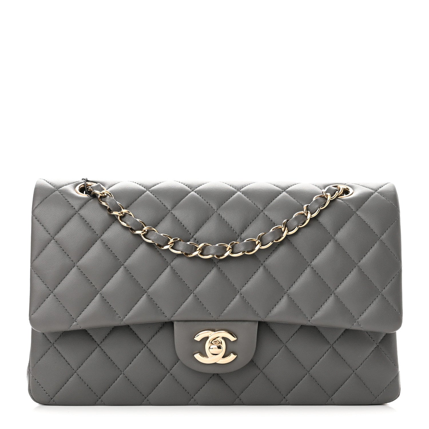 Chanel Lambskin Quilted Medium Double Flap Dark Grey 1 of 9