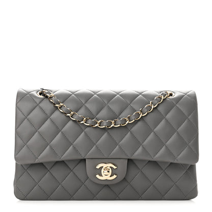 Chanel Lambskin Quilted Medium Double Flap Dark Grey 1 of 9