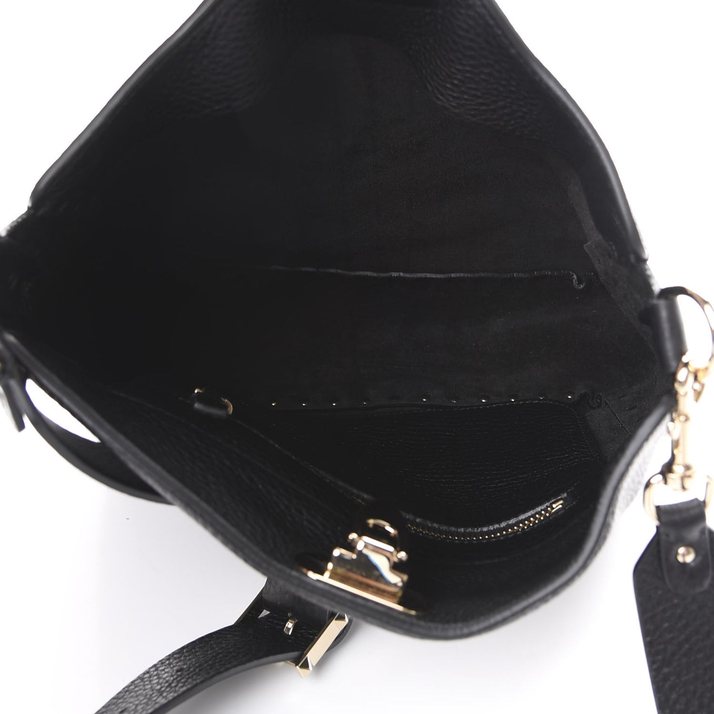 Pebbled Calfskin Small Rockstud Flip-Lock Messenger Bag Black