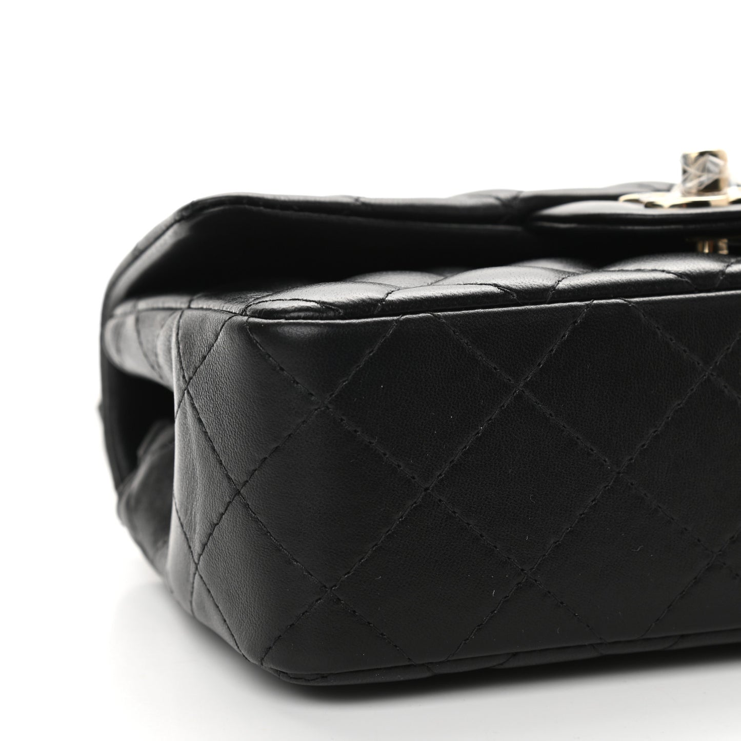 Lambskin Quilted Mini Rectangular Flap Black