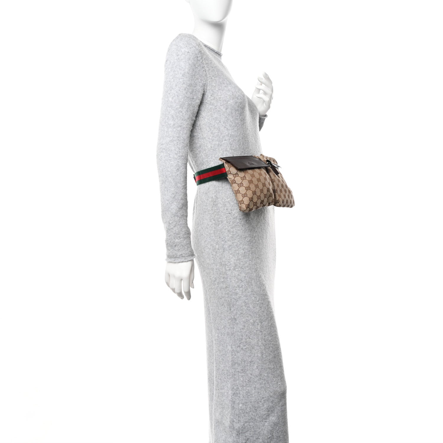 Gucci GG Monogram Web Double Pocket Belt Bag Dark Brown 2 of 11