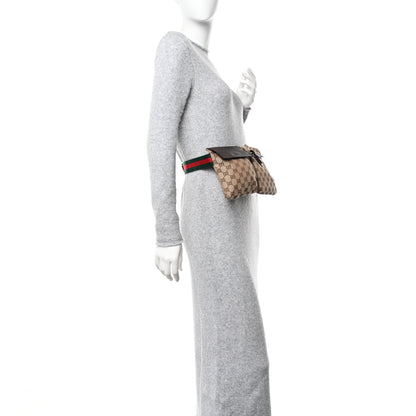 Gucci GG Monogram Web Double Pocket Belt Bag Dark Brown 2 of 11