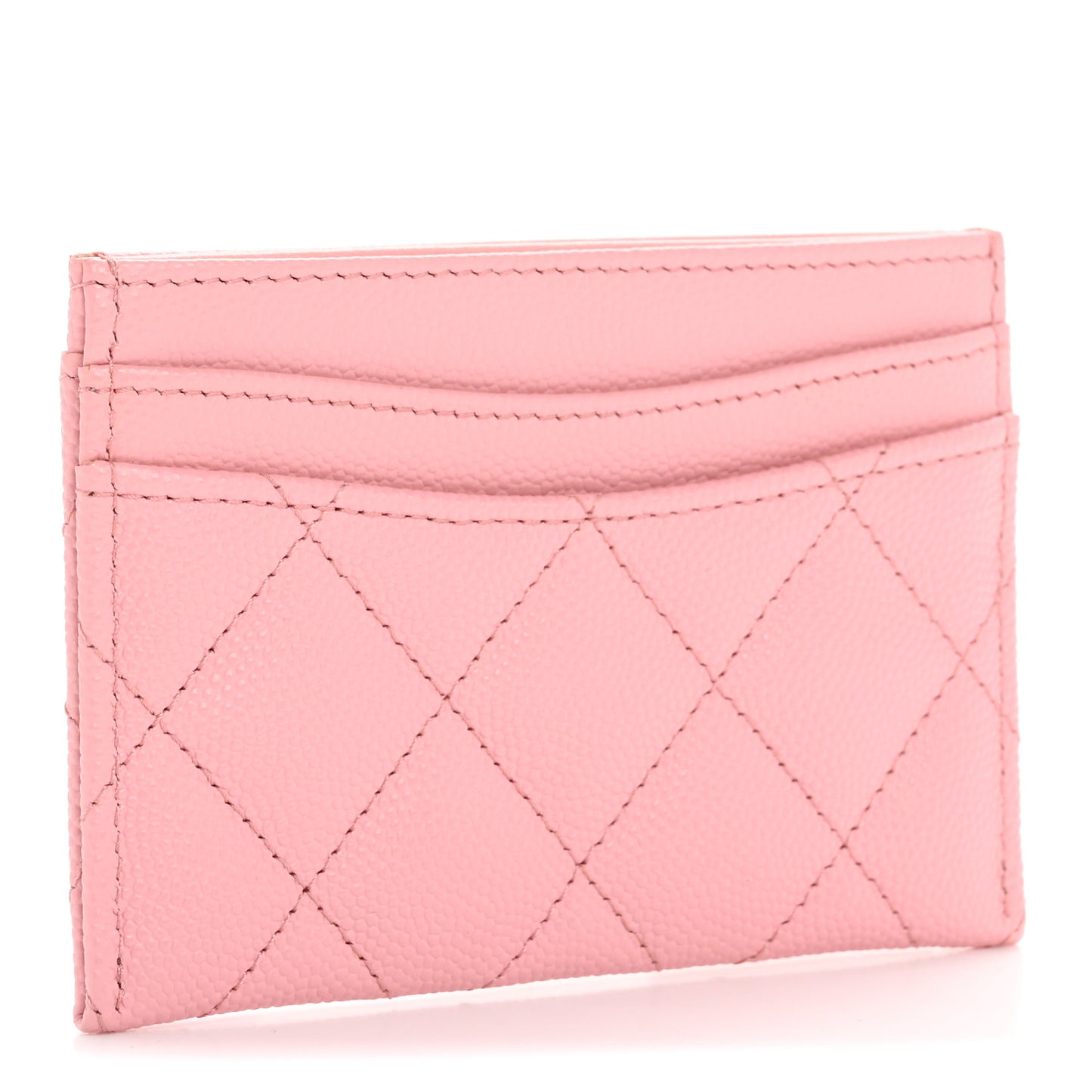 Caviar Quilted Card Holder Light Pink