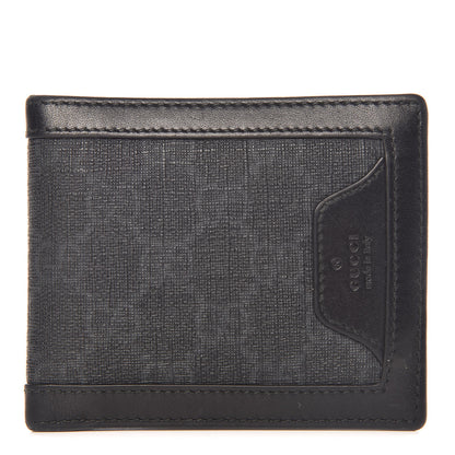 Gucci GG Supreme Monogram Bi-Fold Wallet Black Grey 1 of 8