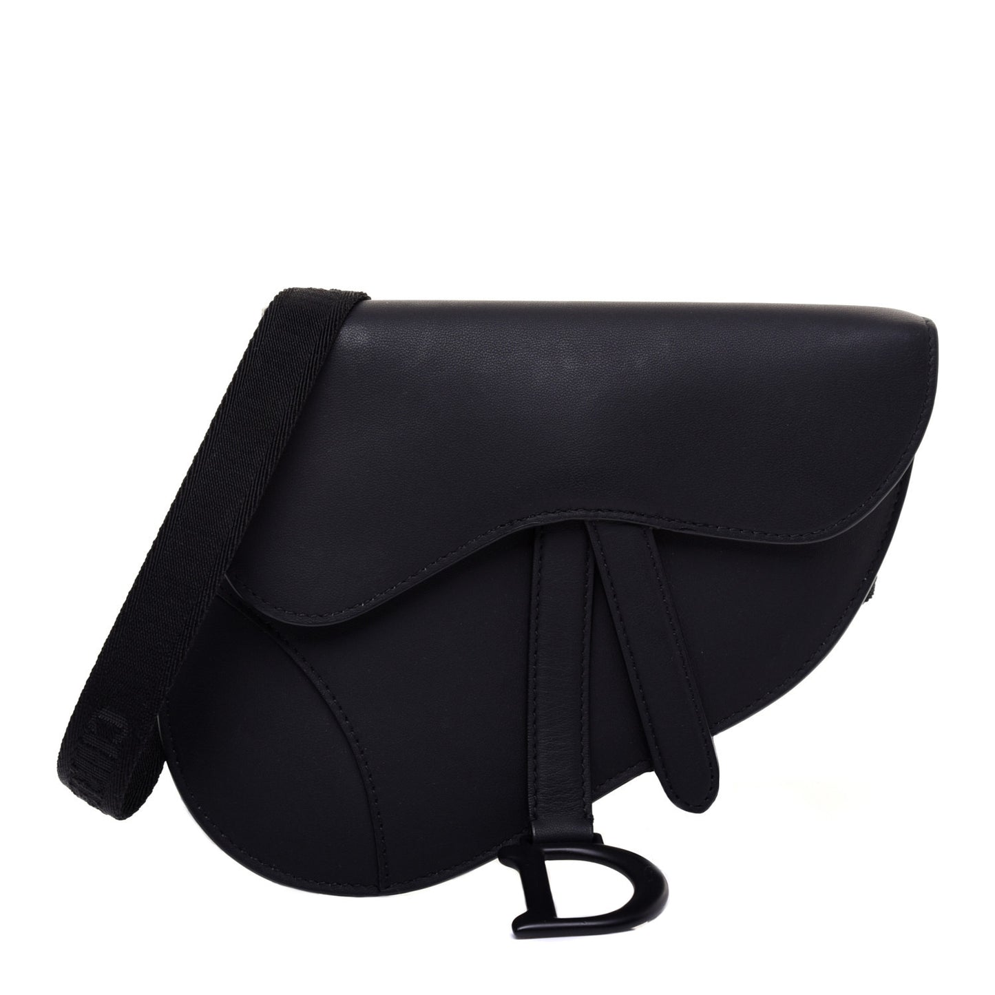 Ultra Matte Calfskin Saddle Belt Bag Black