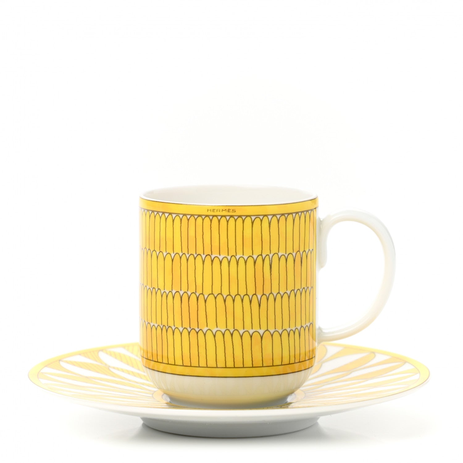 Hermes Porcelain Soleil d'Hermes Coffee Cup and Saucer 1 of 9