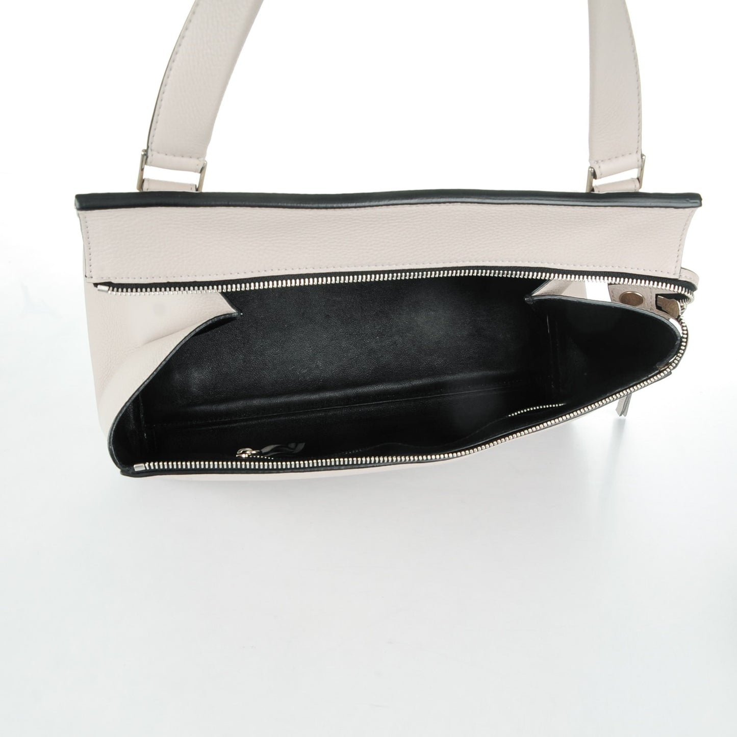 Grained Calfskin Medium Edge Shoulder Bag Pearl Grey