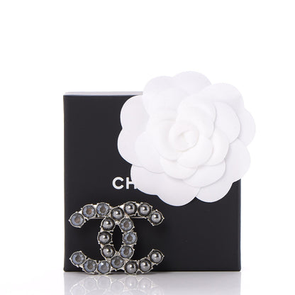 Chanel Ruthenium Pearl Crystal CC Brooch Dark Gray 5 of 5