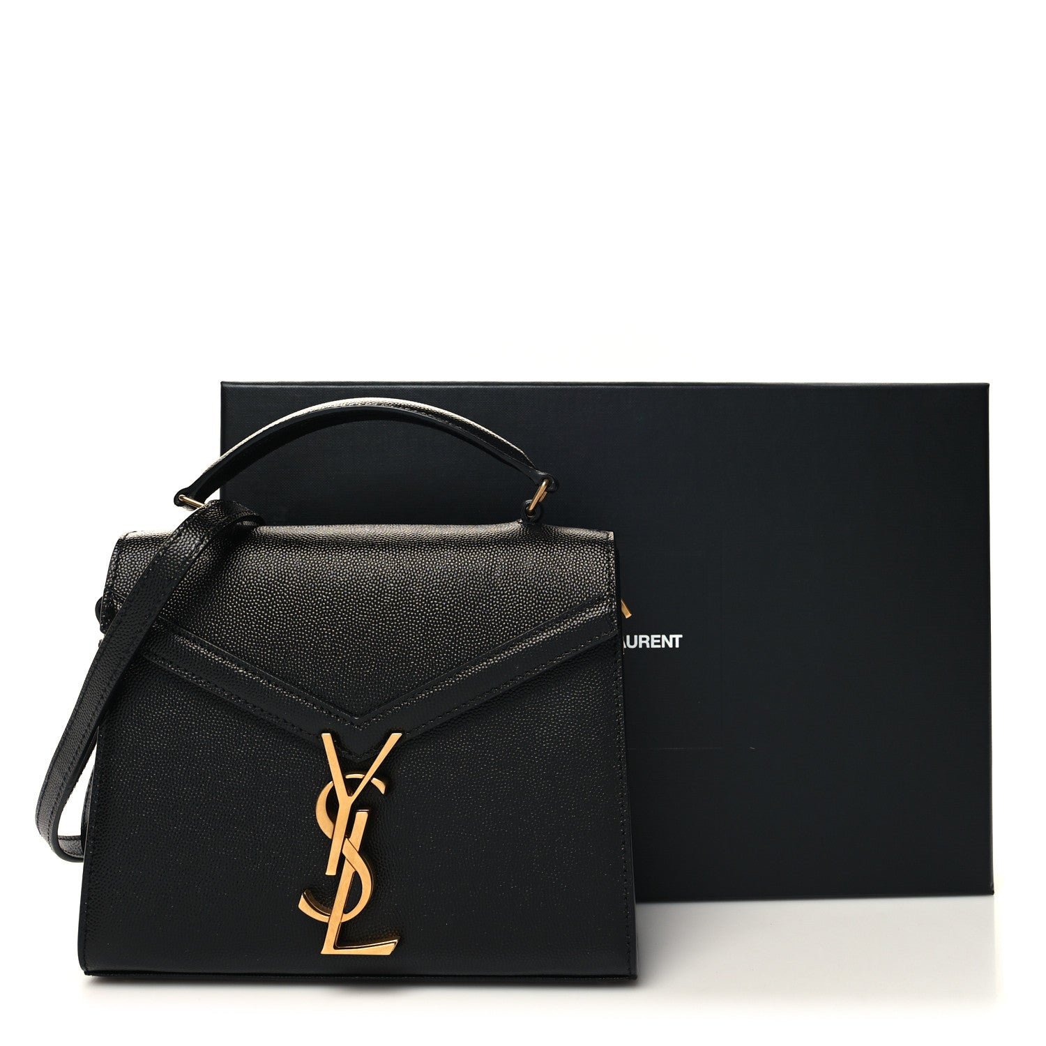 Saint Laurent Grain de Poudre Mini Classic Monogram Cassandra Top Handle Black 10 of 10