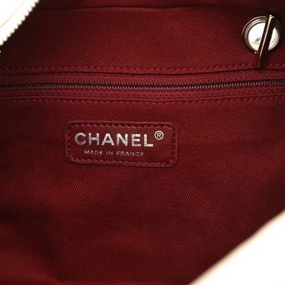 Chanel Aged Calfskin Quilted Cotton Club Bowler Pearl 6 of 9