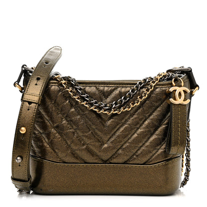 Chanel Metallic Calfskin Chevron Quilted Small Gabrielle Hobo Gold 1 of 11