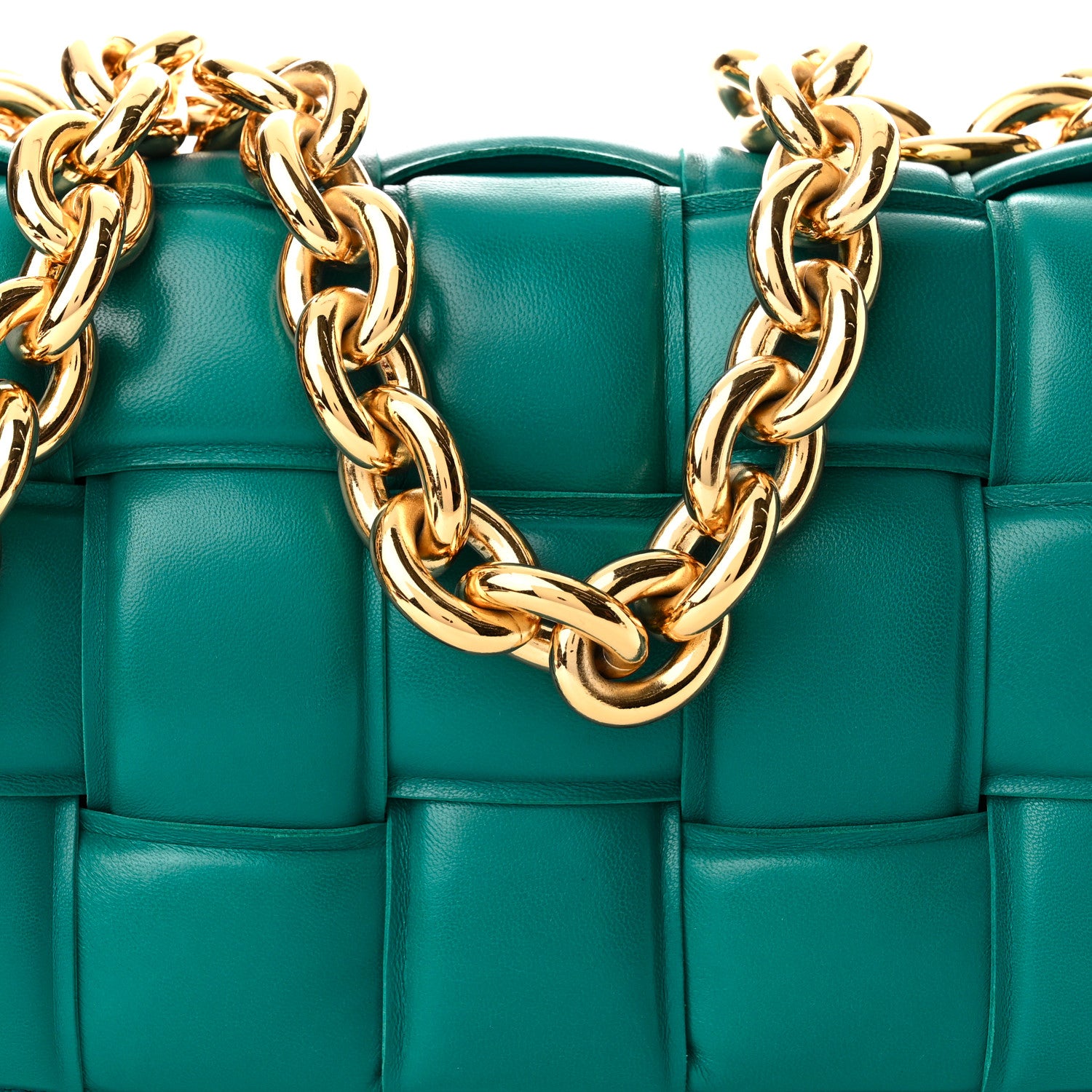 Bottega Veneta Lambskin Maxi Intreccio Padded Chain Cassette Crossbody Bag Mallard 7 of 9