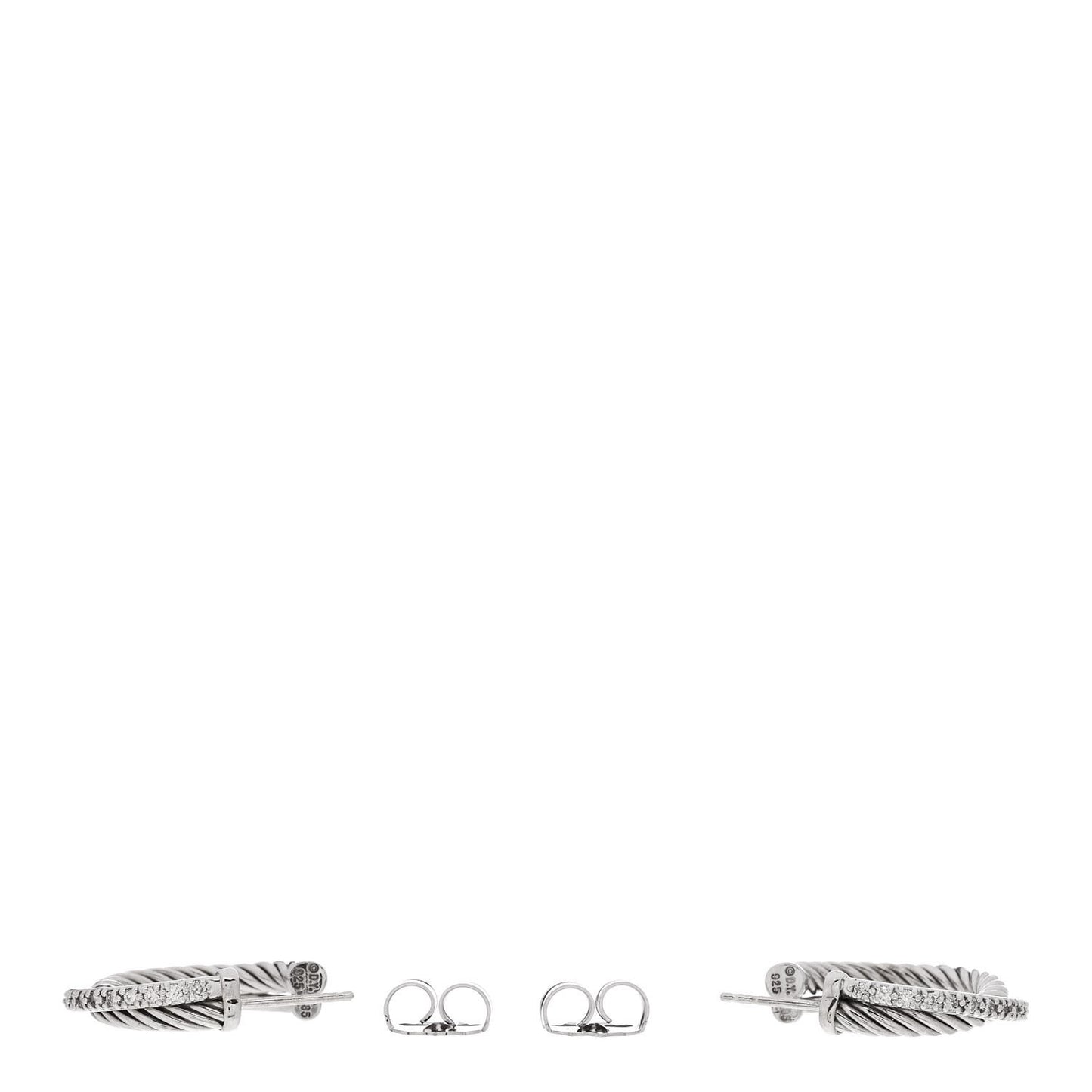 Sterling Silver Diamond Small Crossover Hoop Earrings