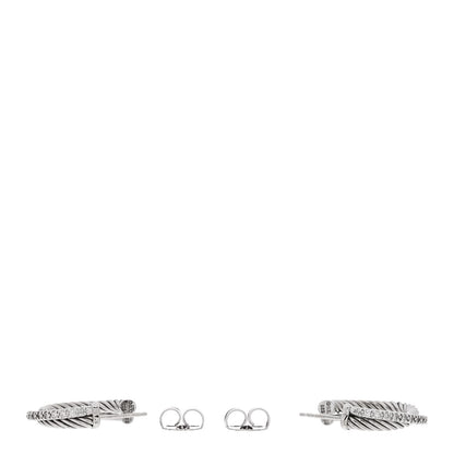 David Yurman Sterling Silver Diamond Small Crossover Hoop Earrings 3 of 4