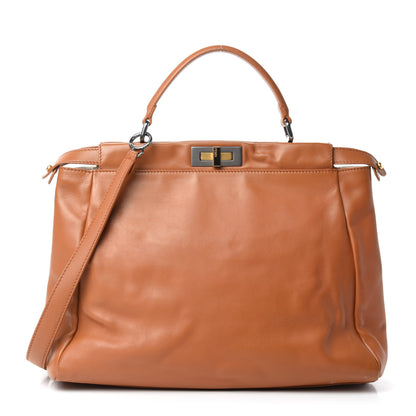 Fendi Calfskin Large Peekaboo Iconic Satchel Caramel 1 of 19