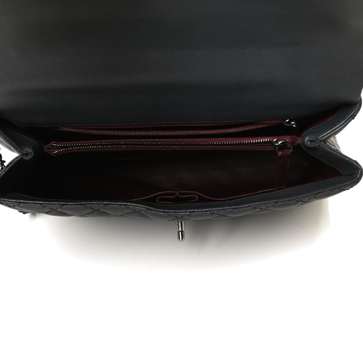 Caviar Lizard Quilted Large Coco Handle Flap Grey