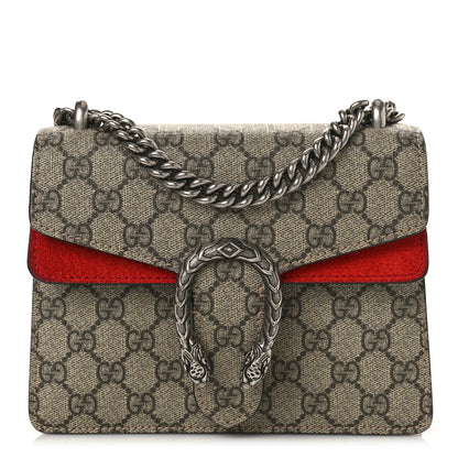 Gucci GG Supreme Monogram Suede Mini Dionysus Shoulder Bag Beige Ebony Vulcanic Red 1 of 13