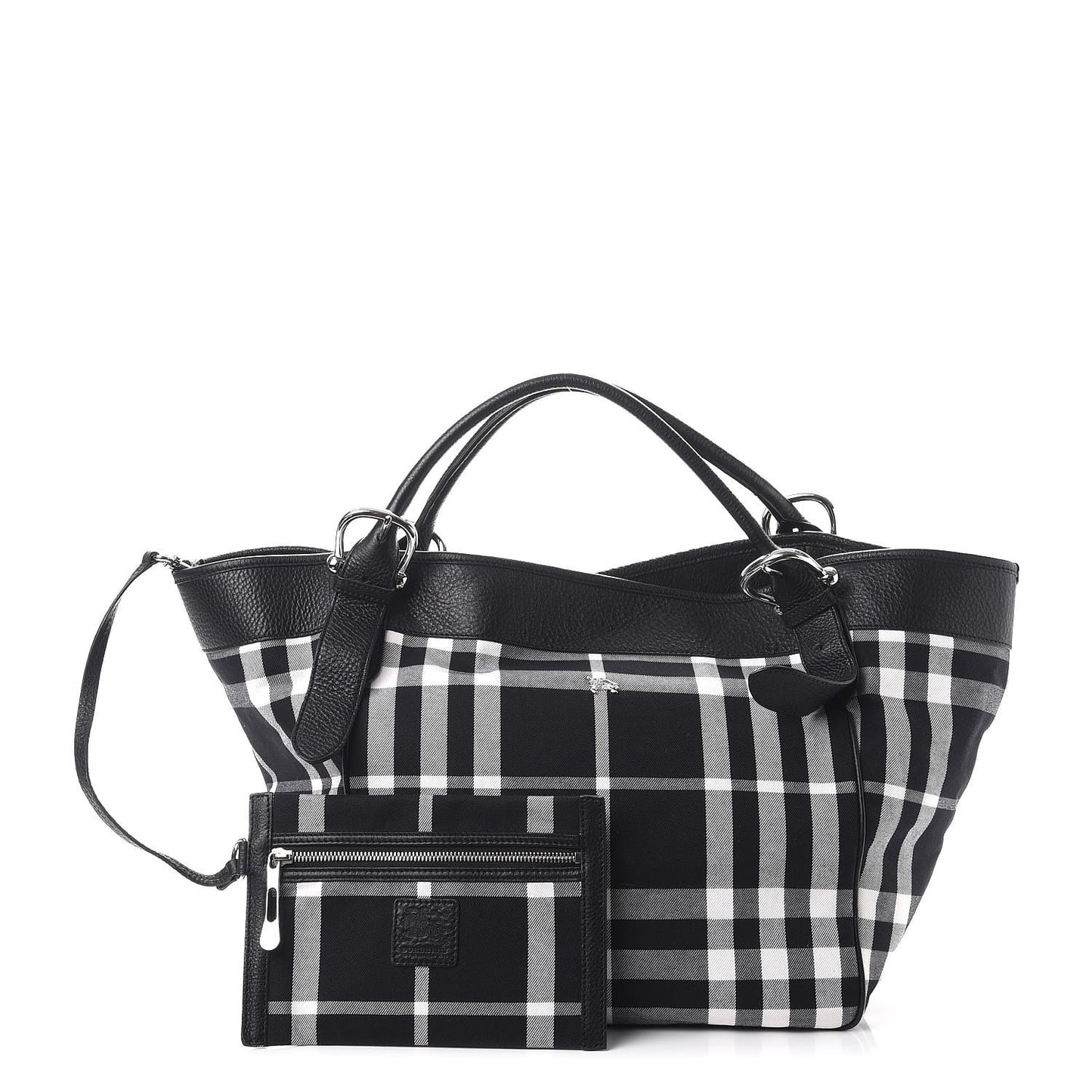 Calfskin Beat Check Tote Black