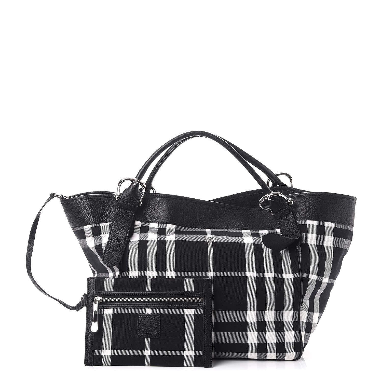 Burberry Calfskin Beat Check Tote Black 1 of 11