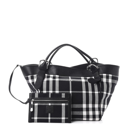 Burberry Calfskin Beat Check Tote Black 1 of 11
