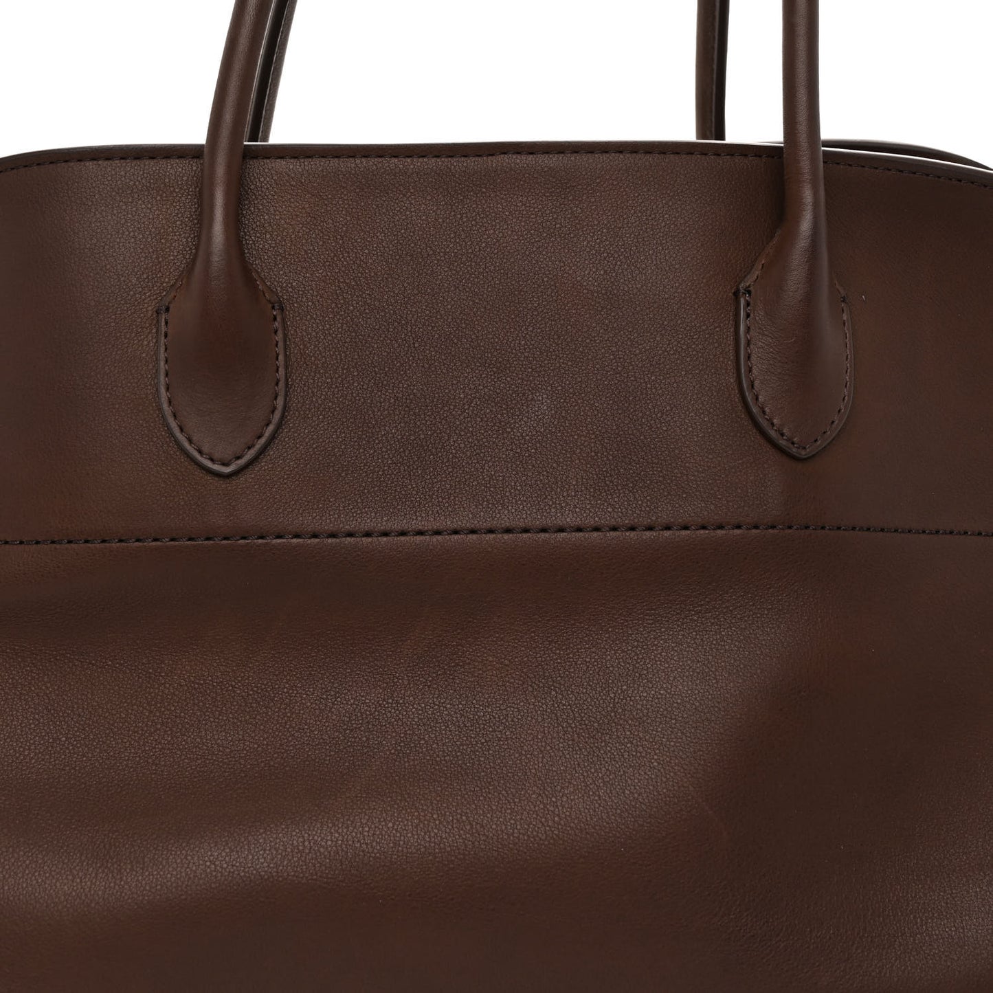 Polished Saddle Calfskin EW Margaux Dark Chocolate