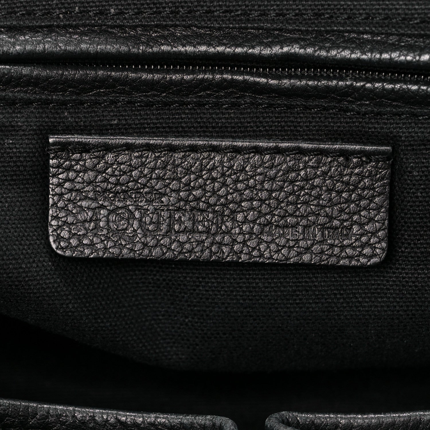 Alexander McQueen Pebbled Calfskin Small Skull Padlock Zip Around Tote Black 7 of 14