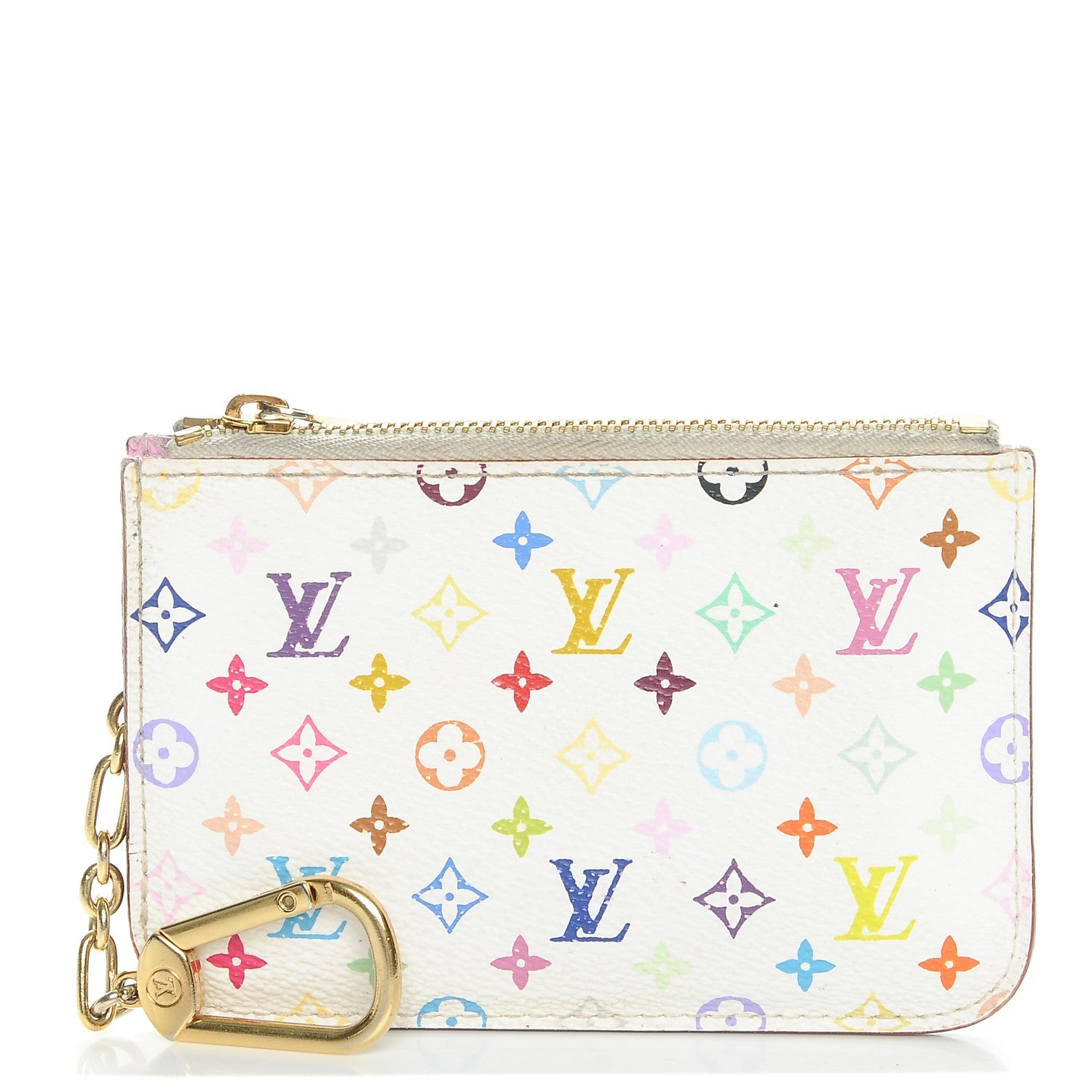 Louis Vuitton Monogram Multicolor Key Pouch White Litchi 1 of 7