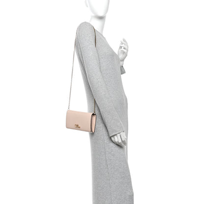 Chloe Calfskin Iconic Flap Wallet On Chain Cement Pink 2 of 10