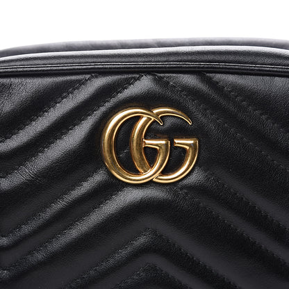 Gucci Calfskin Matelasse Mini GG Marmont Chain Shoulder Bag Black 9 of 12