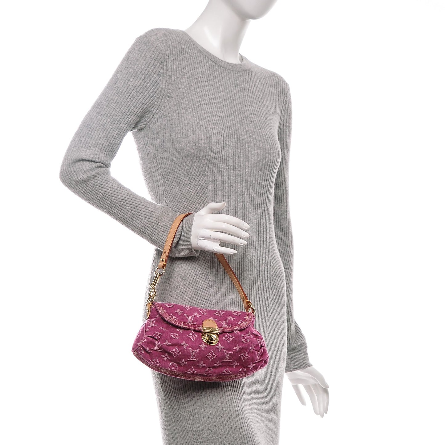 Monogram Denim Mini Pleaty Fuchsia
