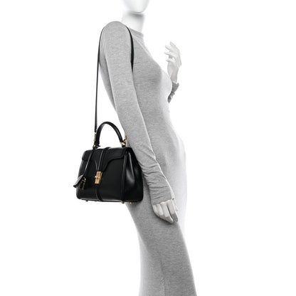 Celine Satinated Calfskin Small 16 Top Handle Bag Black 2 of 12