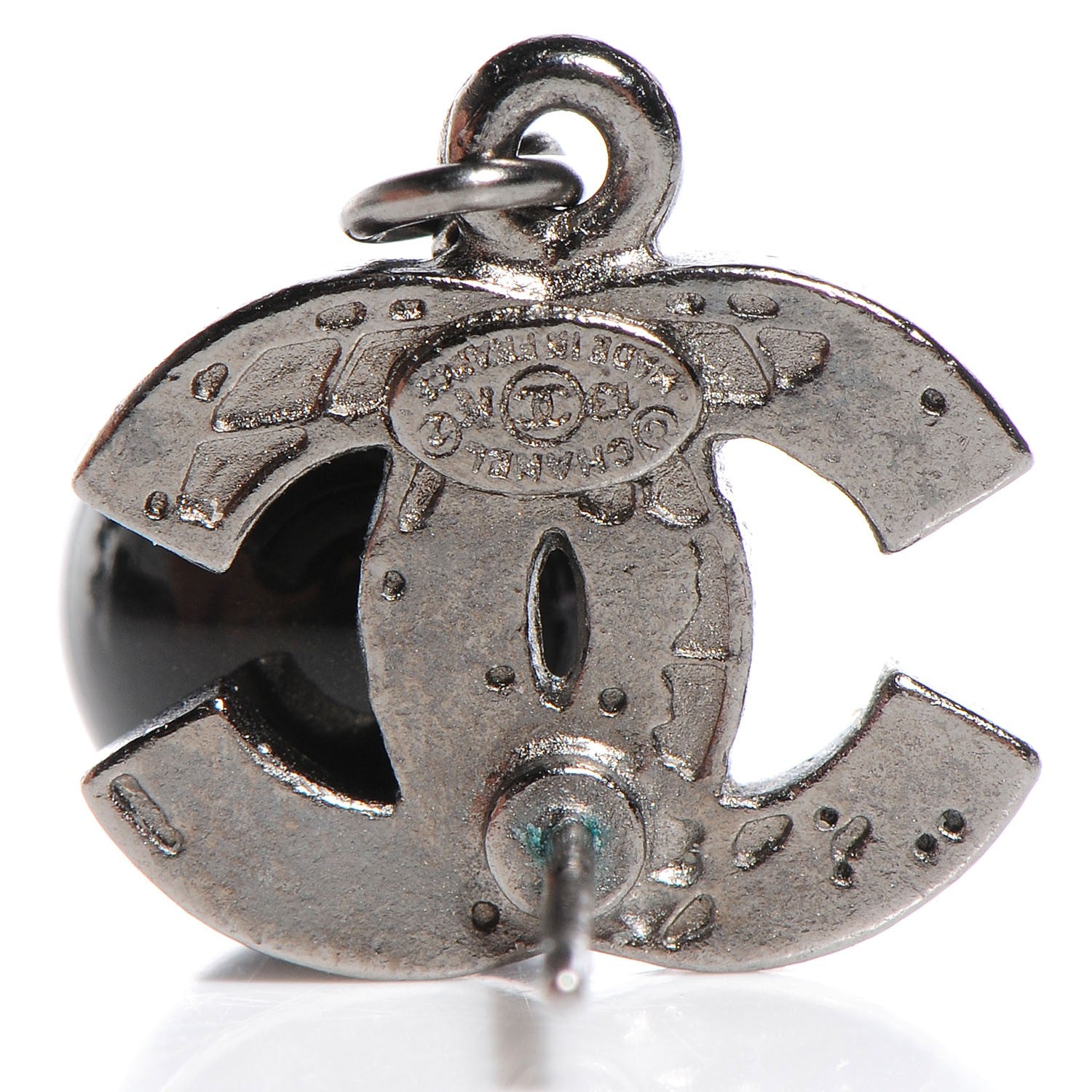 Chanel Glass Bead Globe Drop Earrings Ruthenium 3 of 4