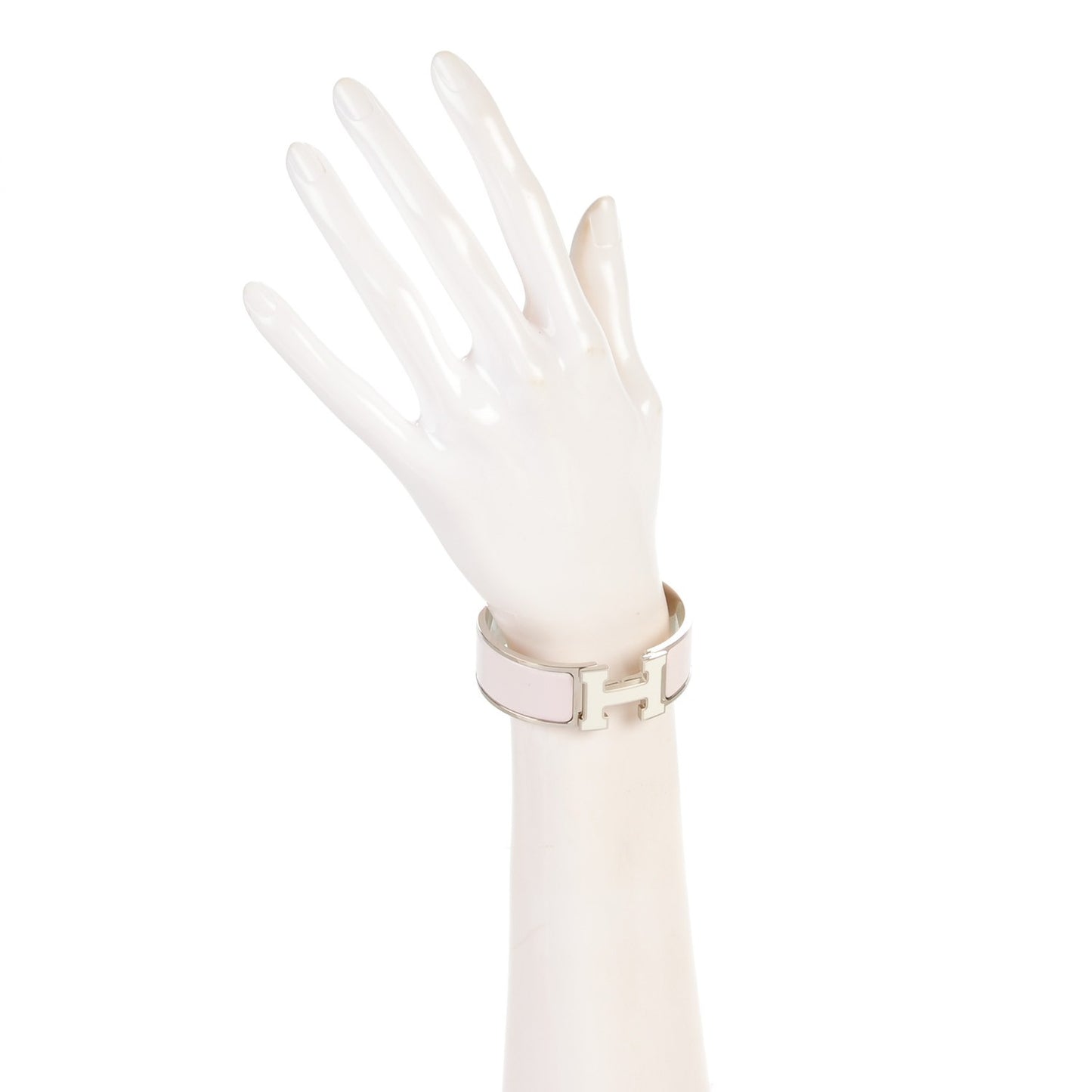 Enamel Wide Clic Clac H Bracelet GM Rose Nymph White