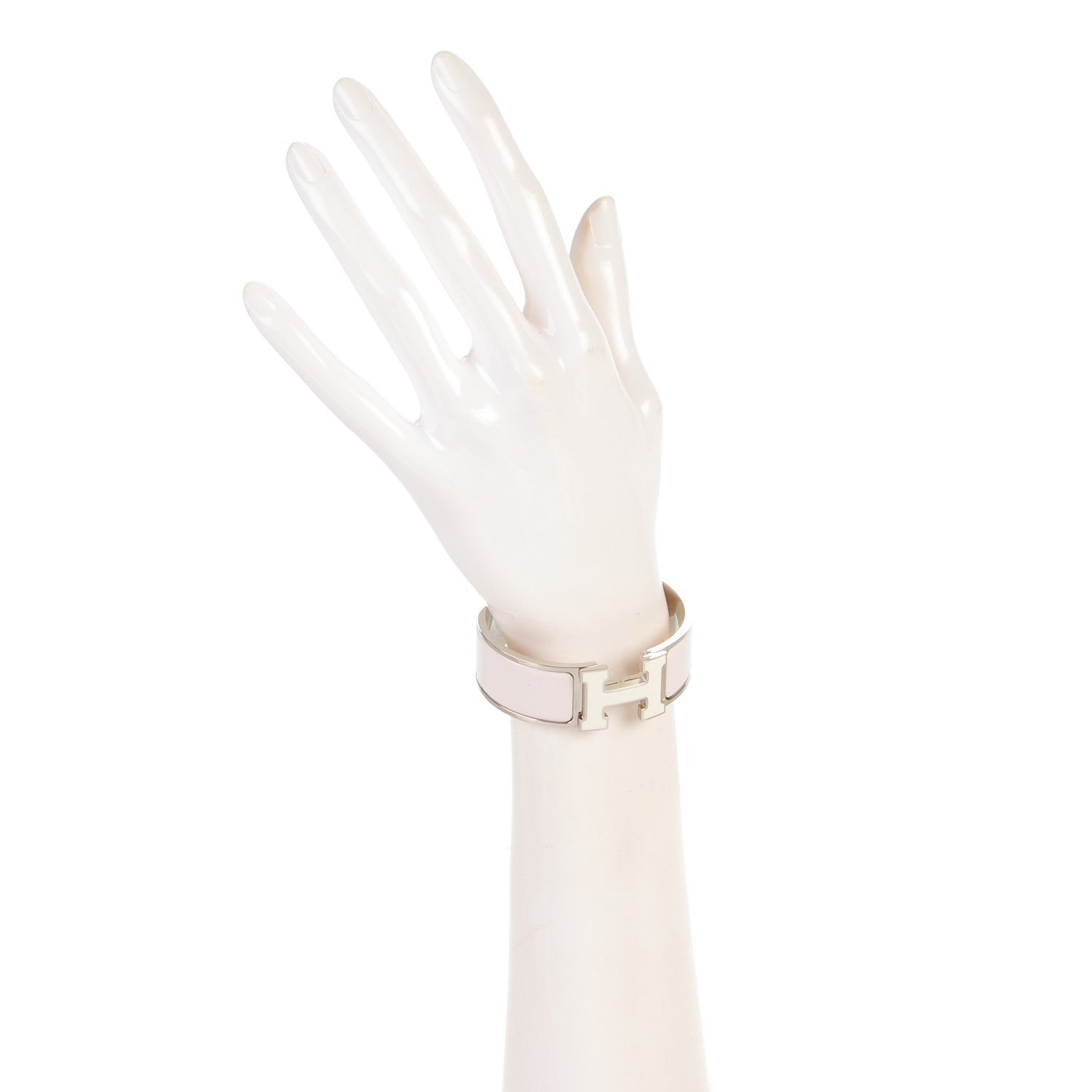 Hermes Enamel Wide Clic Clac H Bracelet GM Rose Nymph White 2 of 6